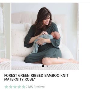 Forest green bamboo knit maternity robe